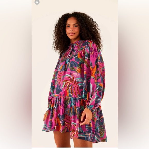 FARM Rio Dresses & Skirts - NWT $195 Rainbow Macaws Mini Dress farm rio small pink blue